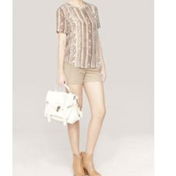 EQUIPMENT Riley Silk Tee Brown Snake Python Print - Picture 1 of 8